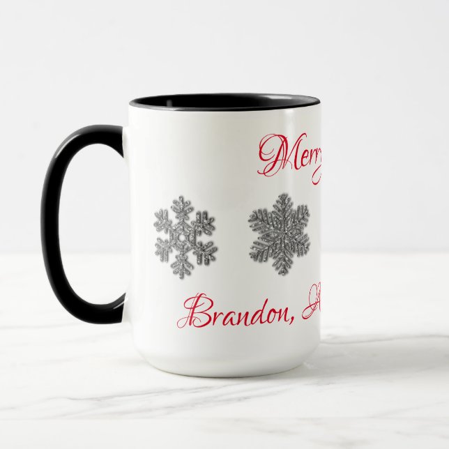 Frozen crystal frosty silver snowflakes  mug (Left)