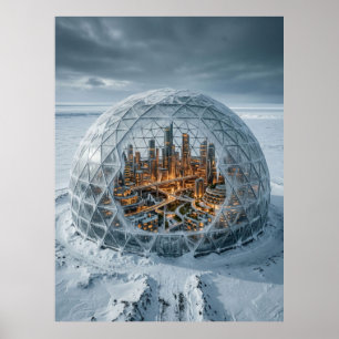 Frozen Dome Futuristic City Poster