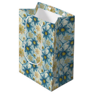 Frozen Elegance Blue and Gold Snowflake Medium Gift Bag