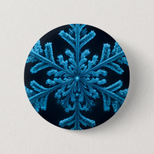 Frozen Elegance: Intricate Blue Snowflake Design 2 Inch Round Button