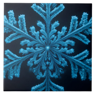 Frozen Elegance: Intricate Blue Snowflake Design Tile