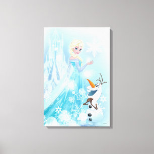 Frozen   Elsa and Olaf - Icy Glow Canvas Print