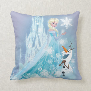 Frozen   Elsa and Olaf - Icy Glow Throw Pillow