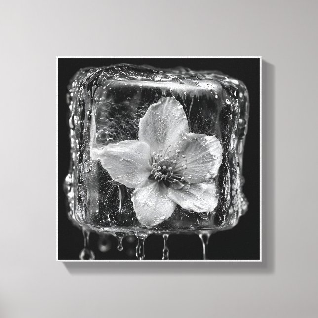 Frozen Flower Melting Ice Canvas Print (Front)