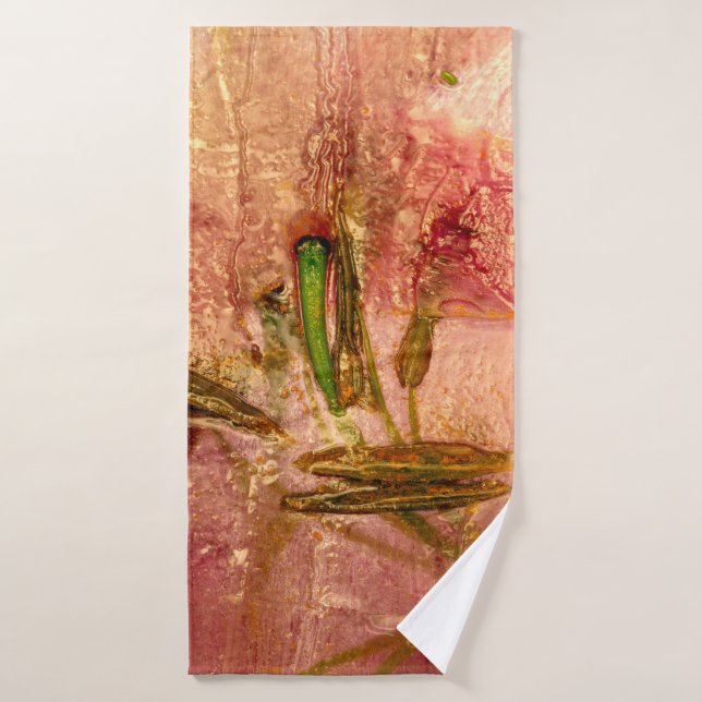 Frozen flowers and leaves. Blossoms in the ice cub Bath Towel (Bath Towel)