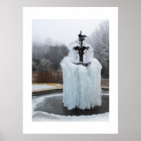 Frozen fountain in winter