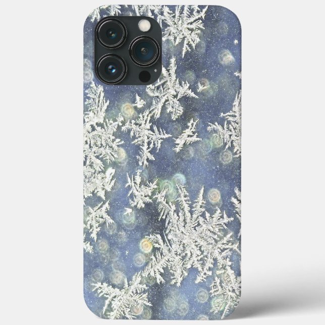 Frozen Frost Flakes Blue Macro Nature Photography Case-Mate iPhone Case (Back)