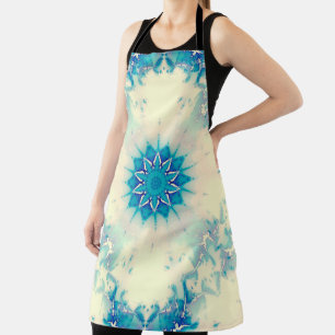 Frozen Frosty Blue Snowflake Winter Pattern Apron