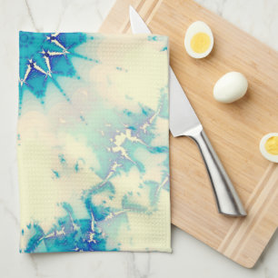 Frozen Frosty Blue Snowflake Winter Pattern Kitchen Towel