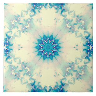 Frozen Frosty Blue Snowflake Winter Pattern Tile