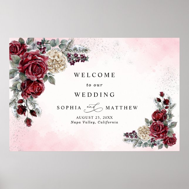 Frozen Frozen Roses Winter Wedding  Poster (Front)