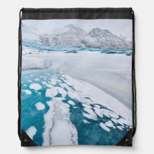 Frozen glacier ice, Iceland Drawstring Bag