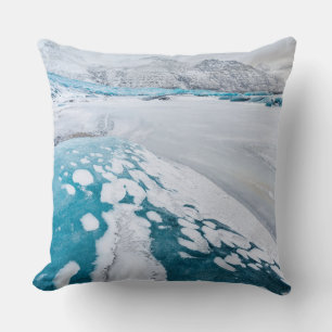 Frozen glacier ice, Iceland Throw Pillow