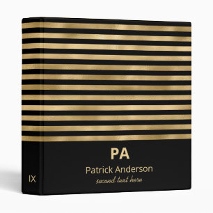 Frozen Gold Stripes 3 Ring Binder