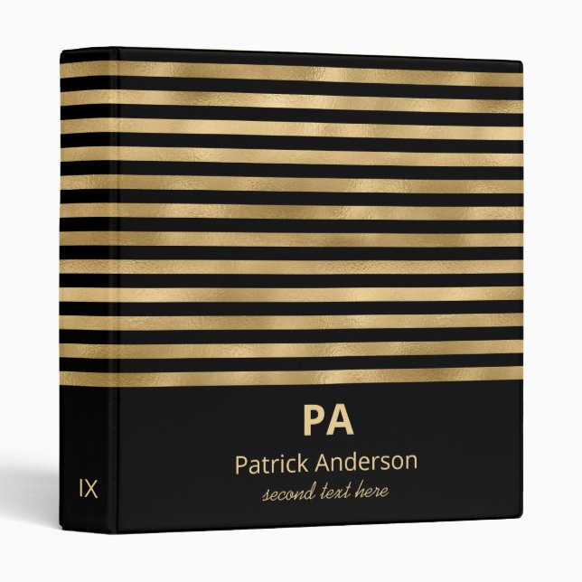 Frozen Gold Stripes 3 Ring Binder (Front/Spine)