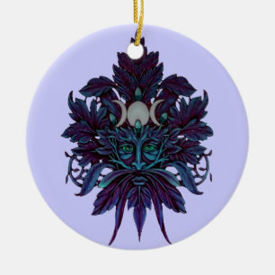 Frozen Green Man God of Leaves Ceramic Ornament