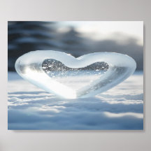 Frozen Heart in Winter Snow Scene