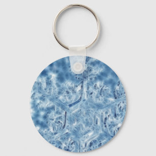 Frozen Ice Crystal Fractal Snowflake Keychain