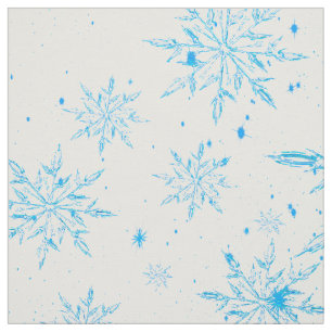Frozen ice crystal snowflake print fabric