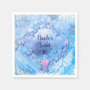 Frozen Ice & Snowflakes Winter Wonderland Party Napkin