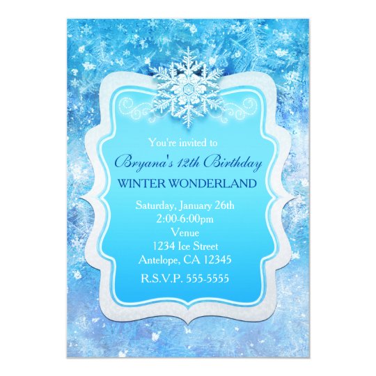 Frozen Ice Winter Wonderland Snowflake Invitations