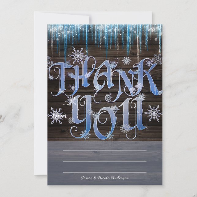 Frozen Icicles Winter Wonderland Thank You Card (Front)