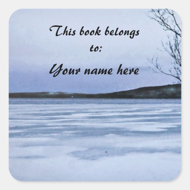 Frozen Lake Bookplate Square Sticker (Front)