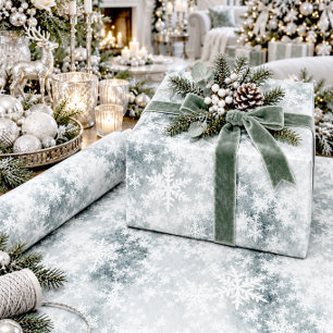 Frozen Lake Ice & Fresh Fallen Snowflakes Wrapping Paper