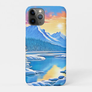 Frozen Lake Sunset Art iPhone 11 Pro Case