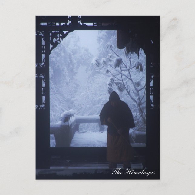 Frozen Land, Winter, Buddhist Monk / China Postcard (Front)
