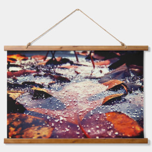 Frozen Leaves Hanging Tapestry
