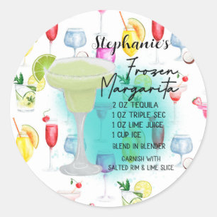 Frozen Margarita Recipe Personalized    Classic Round Sticker