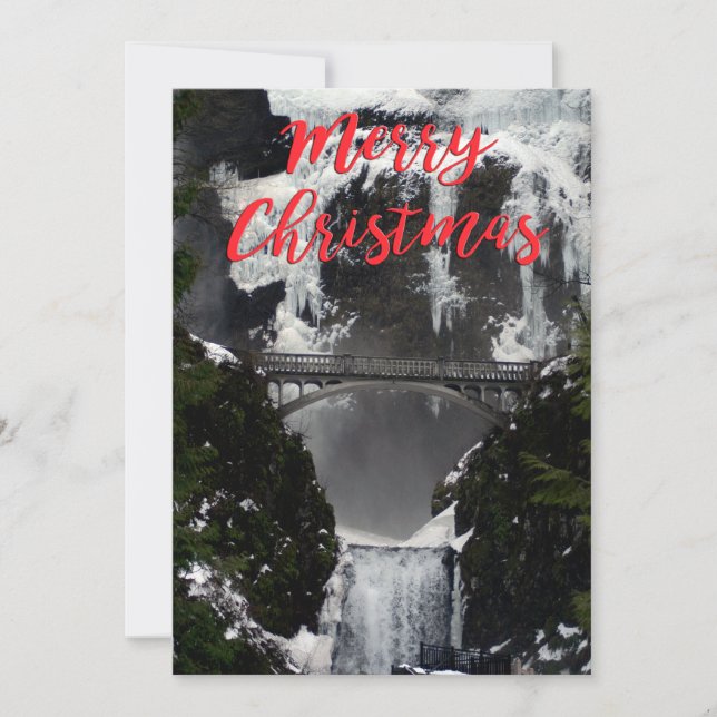 Frozen Multnomah Falls Christmas Card (Front)