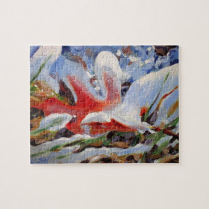 Frozen Oak Leaf Painting / Artist Larry Lerew Jigsaw Puzzle