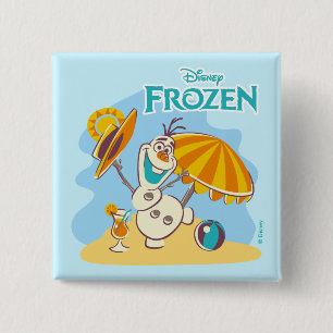 Frozen   Olaf Playing on the Beach 2 Inch Square Button