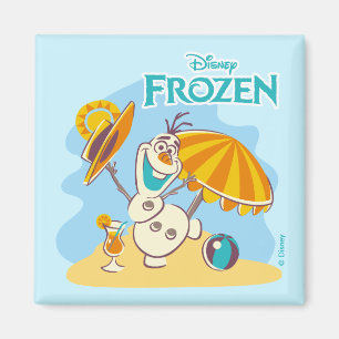 Frozen Olaf Playing on the Beach Magnet