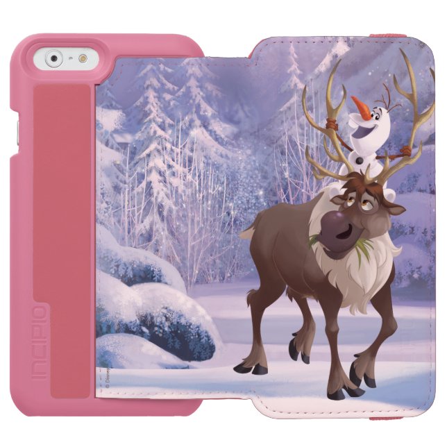 Frozen | Olaf sitting on Sven Incipio iPhone Wallet Case (Folio Open)