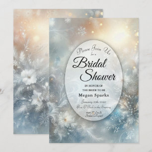 Frozen Petals in Golden Winter Mist Bridal Shower Invitation
