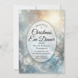 Frozen Petals in Winter Christmas Eve Dinner Invitation