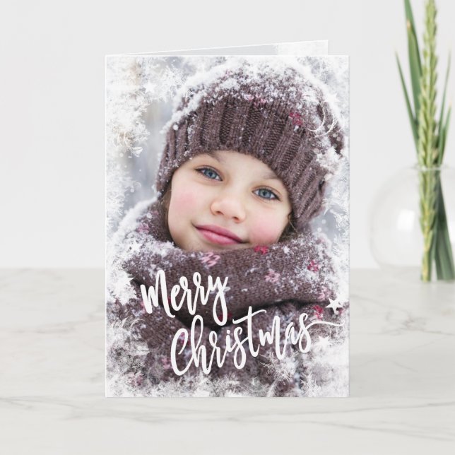 Frozen Photo Christmas Greeting Card Ice Snowflake (Front)