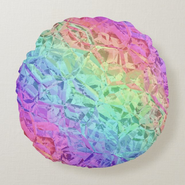 frozen rainbow crystal : round pillow (Front)