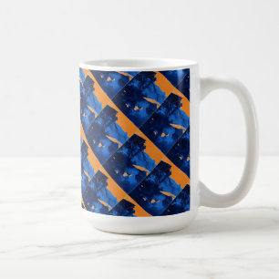 "Frozen Ridge 1 Blue on Orange Tiled" Mug Abstrait