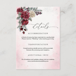 Frozen Roses Winter Wedding Details Card