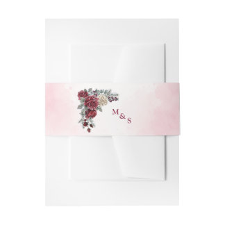 Frozen Roses Winter Wedding Invitation Belly Band