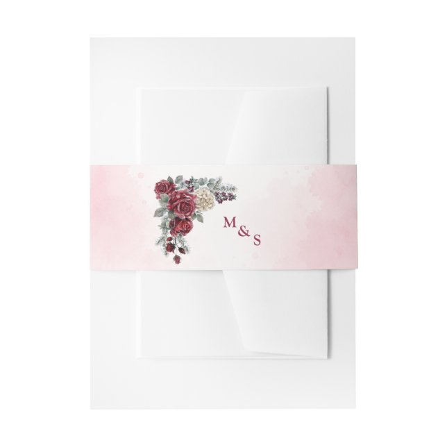 Frozen Roses Winter Wedding Invitation Belly Band (Front Example)