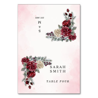 Frozen Roses Winter Wedding Place Cards