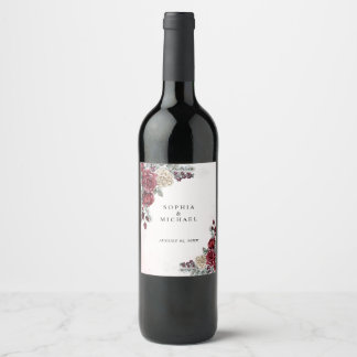 Frozen Roses Winter Wedding  Wine Label