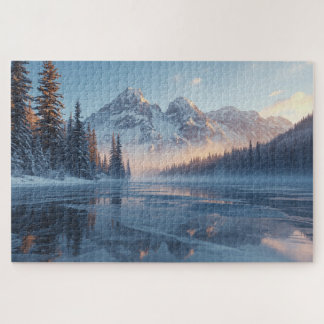 Frozen Serenity – Majestic Winter Lake Landscape Jigsaw Puzzle