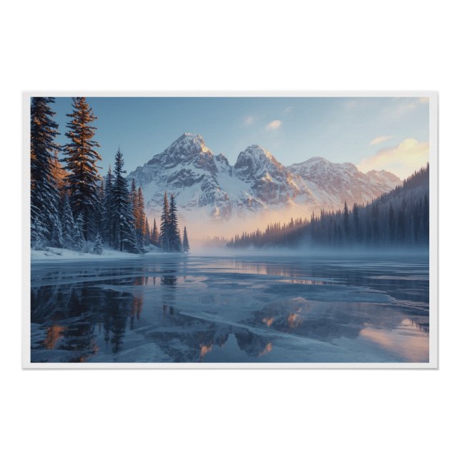Frozen Serenity – Majestic Winter Lake Landscape Poster (Front)