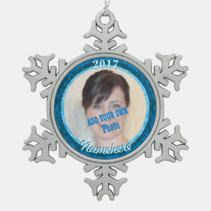 Frozen Snowflake Picture Ornament! Add Name & Year Snowflake Pewter Christmas Ornament